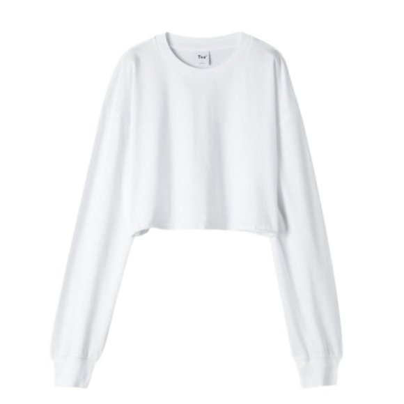 Aritzia TNA Agden long sleeve crew neck cropped tee top Sz/ S